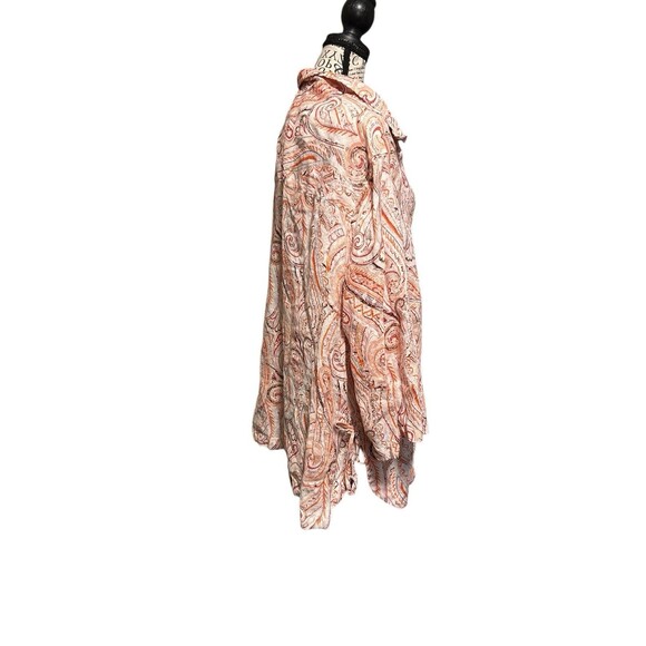 Rachele Zoe 100% LINEN 3/4 SLEEVE PULLOVER PAISLEY TUNIC TOP V-NECK 2X Tunic - Picture 4 of 10